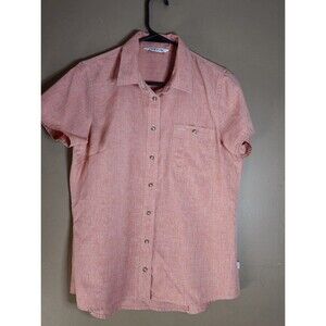 Orvis  Mens Short Sleeve Button Down Shirt Size Medium Pink/ Orange